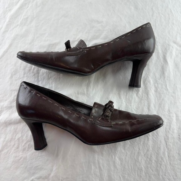 Lauren Scott Shoes "Blake" Style Tassels Bold Stitching Dark Brown 9M Twee Y2k - Picture 3 of 8
